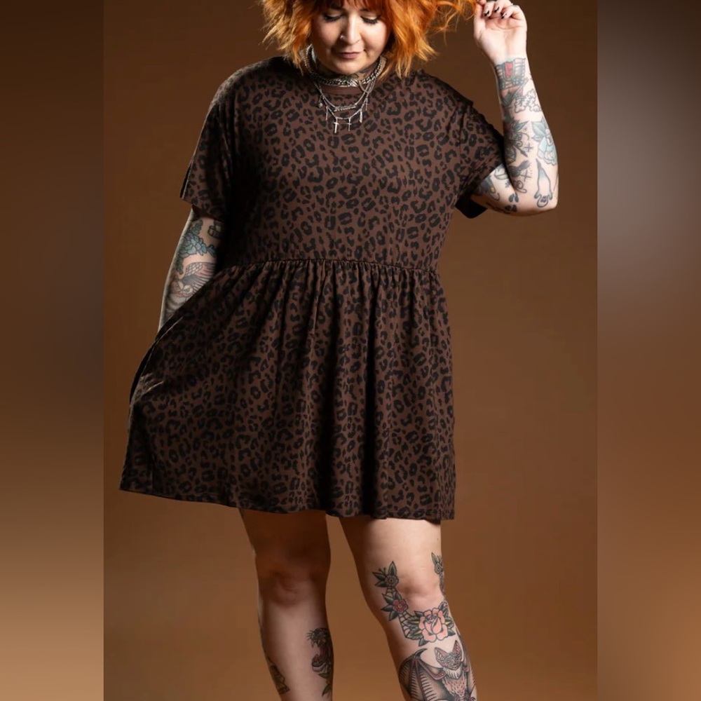 Girrlscout Leopard “Jordan”Babydoll Dress with pockets